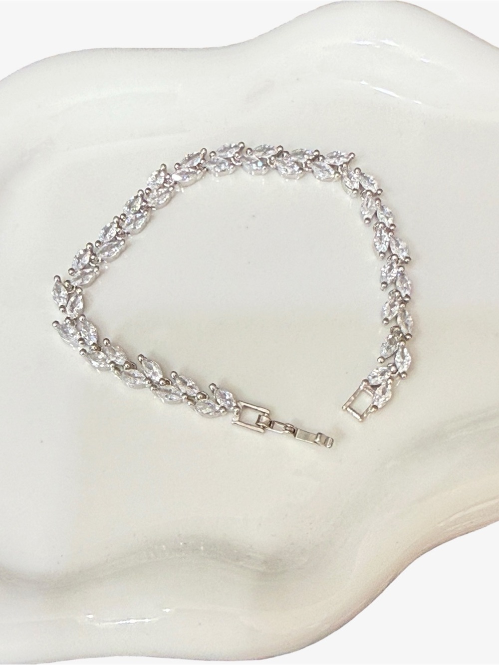 Silver Marquise Crystal Link Bracelet - Sparkling Silver
